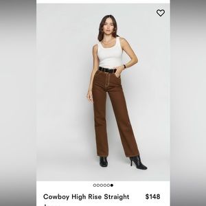 Reformation Cowboy High Rise Straight Jeans in Chocolate size 24
